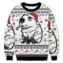 Capybara Smoking Christmas Ugly Sweater Funny Xmas Attire Gifts For Fashion Lovers