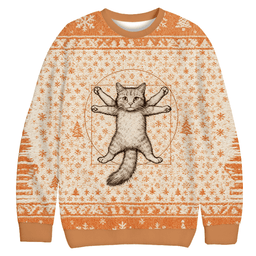 Da Vinci Cat Christmas Ugly Sweater Funny Xmas Clothing Gift For Cat Lover