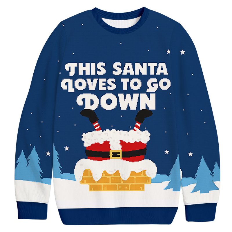 Cheeky Santa Loves To Go Down Christmas Ugly Sweater Christmas Apparel Gifts Ideas