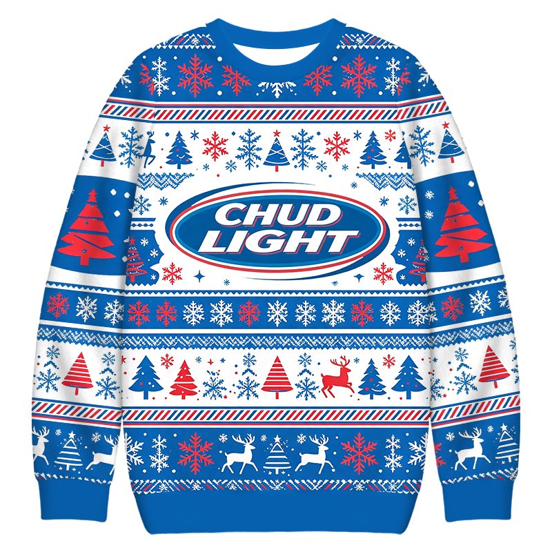 Chud Light Christmas Ugly Sweater Funny Xmas Clothing Presents For Dad