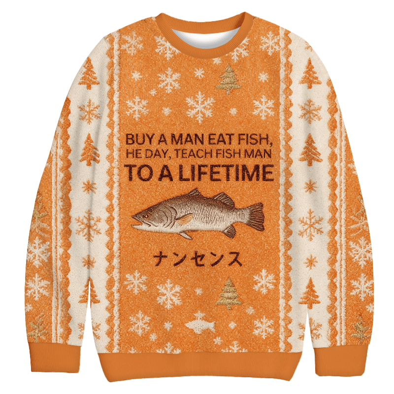Buy A Man Eat Fish Christmas Ugly Sweater Funny Xmas Apparel Gifts For Daughter