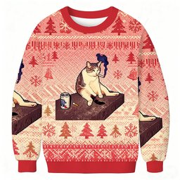 Cigarette Kitten Funny Smoking Cat Meme Christmas Ugly Sweater Funny Xmas Attire Gift