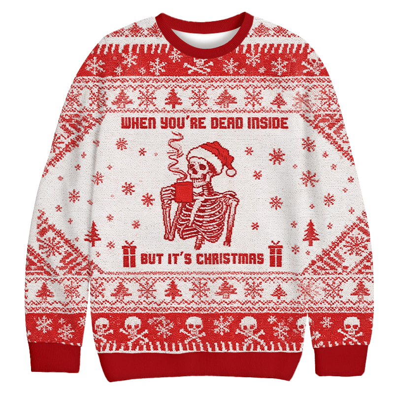 Dead Inside Festive Outside Funny Christmas Ugly Sweater Funny Xmas Apparel Gifts
