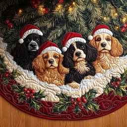 Spaniel Comfort Quilted Christmas Tree Skirt Christmas Holiday Decor Dog Lover Gifts