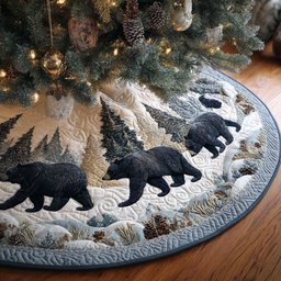 Winter Trail Quilted Tree Skirt Christmas Home Decor Gifts For Girlfriend