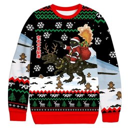 Cat Riding A Dinosaur Christmas Ugly Sweater Funny Xmas Clothes Christmas Gifts