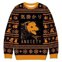 Anxiety Japanese Opossum Christmas Ugly Sweater Funny Xmas Gear Gifts For Mom