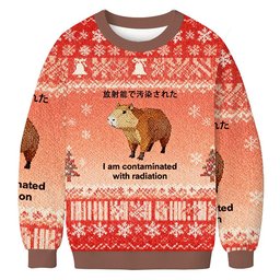Capybara Contaminated By Radiation Christmas Ugly Sweater Funny Xmas Clothes Gifts