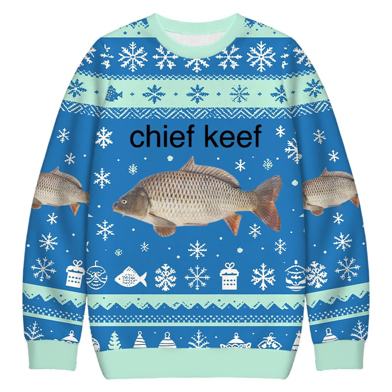 Chief Keef Fish Christmas Ugly Sweater Funny Xmas Clothes Christmas Gift For Sister