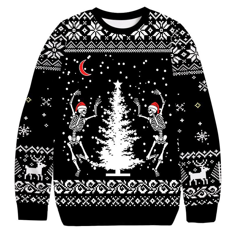 Dancing Skeleton Christmas Ugly Sweater Funny Xmas Apparel Gifts For Wife