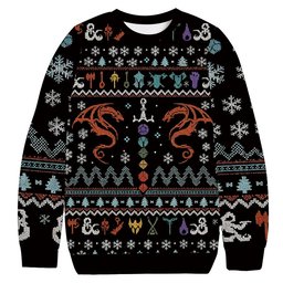 DND Dragon Dice Weapon Christmas Ugly Sweater Funny Christmas Clothing Girlfriend Gift