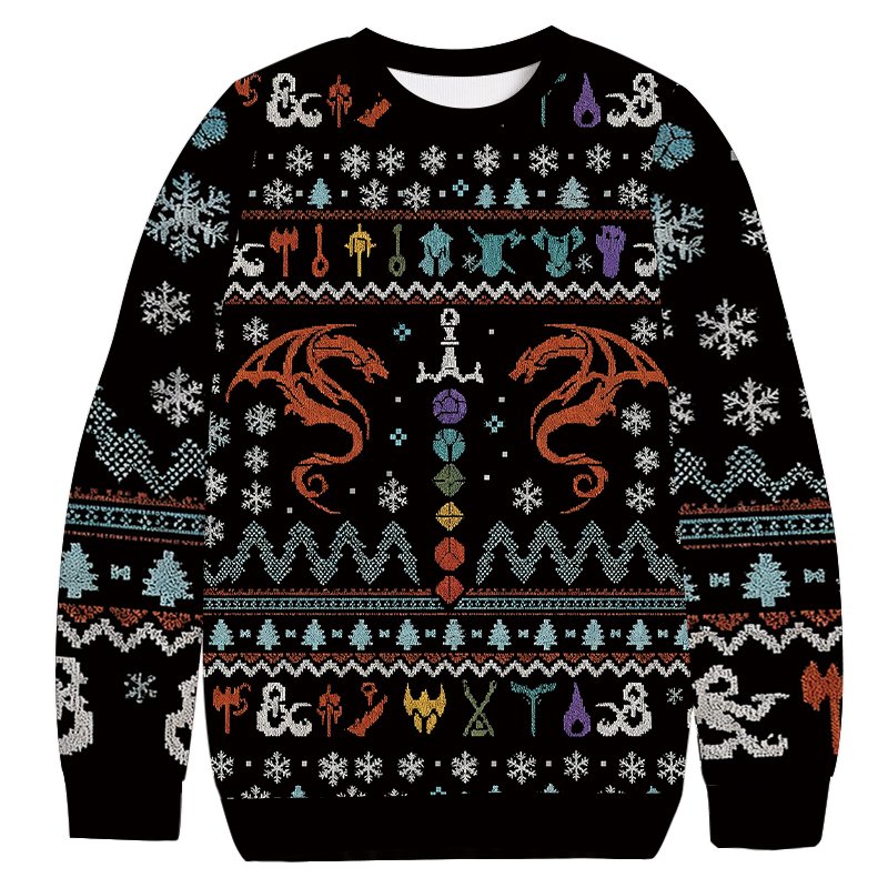 DND Dragon Dice Weapon Christmas Ugly Sweater Funny Christmas Clothing Girlfriend Gift
