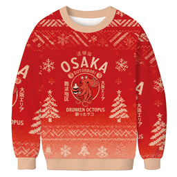 Drunken Octopus Japan Christmas Ugly Sweater Funny Christmas Apparel Gifts For Women