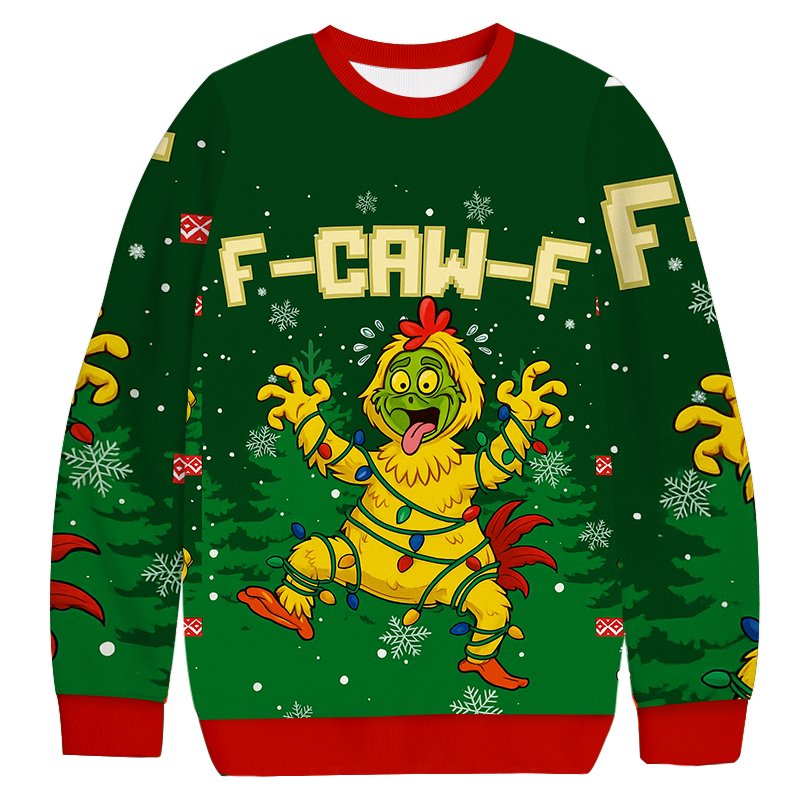 F-Caw-F Chicken Christmas Ugly Sweater Funny Chicken Xmas Apparel Gifts For Wife
