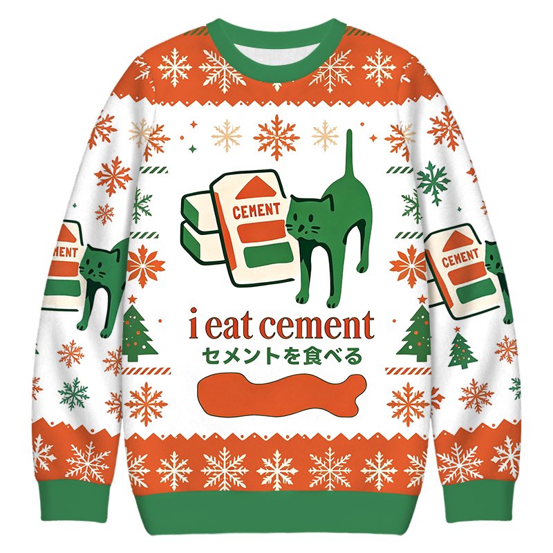 Cement Cat Christmas Ugly Sweater Funny Xmas Clothes Christmas Gifts For Wife