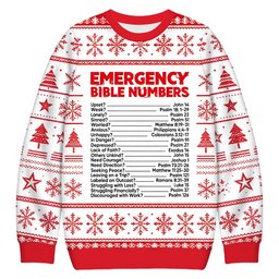 Bible Emergency Numbers Christmas Ugly Sweater  Christmas Clothes Funny Gifts