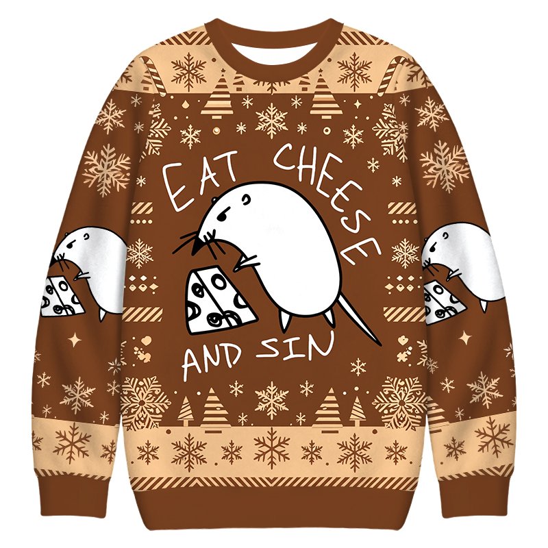 Eat Cheese And Sin Meme Christmas Ugly Sweater Funny Christmas Clothes Gifts Ideas