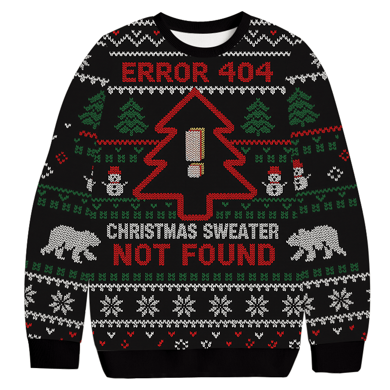 Error 404 Funny Christmas Ugly Sweater Unique Xmas Gear Gifts For Friends