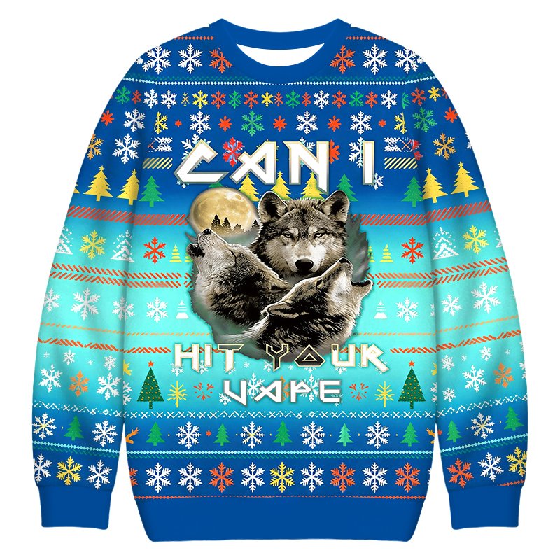 Can I Hit Your Vape Meme Christmas Ugly Sweater Funny Xmas Clothing Gifts For Grandma