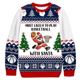 Basketball Santa Christmas Ugly Sweater Funny Xmas Outfits Basketball Lovers Gifts