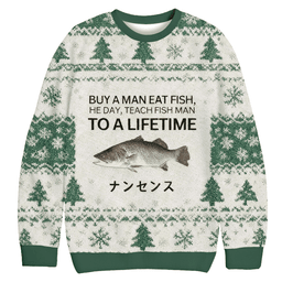 Buy A Man Eat Fish Christmas Ugly Sweater Funny Xmas Apparel Gifts For Daughter(1)