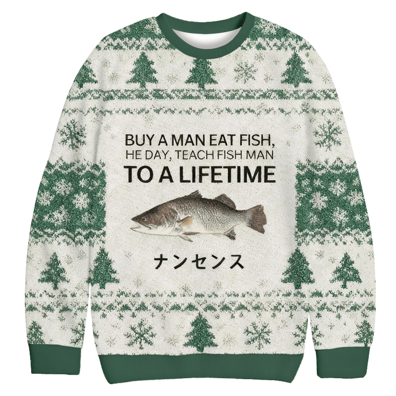 Buy A Man Eat Fish Christmas Ugly Sweater Funny Xmas Apparel Gifts For Daughter(1)