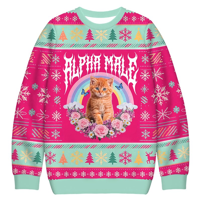 Alpha Male Funny Kitten Christmas Ugly Sweater Funny Christmas Gear Kitten Lover Gift