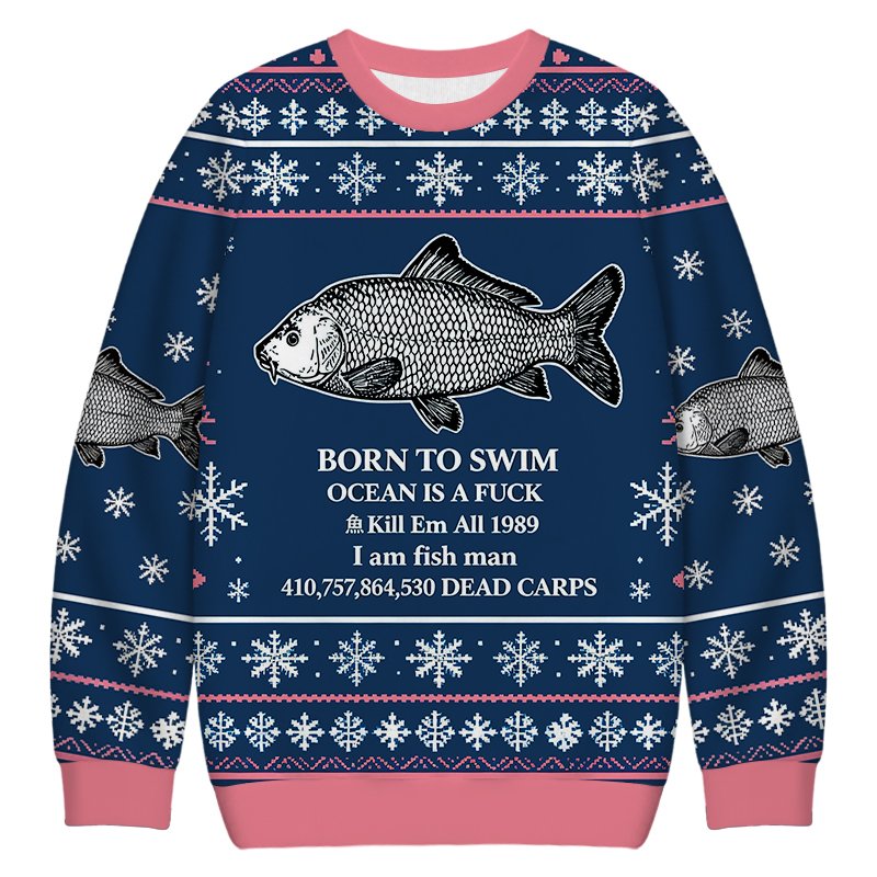 Born To Swim Christmas Ugly Sweater Funny Xmas Apparel Gifts For Coworkers