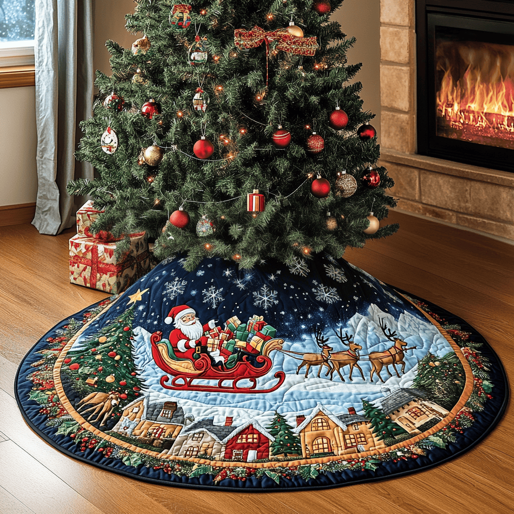 Merry Moments Christmas Quilted Tree Skirt Mom Christmas Tree Decoration Gifts