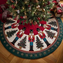 Nutcracker Charm Christmas Quilted Tree Skirt