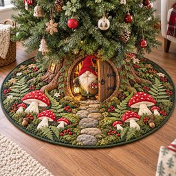 Gnome Glade Christmas Quilted Tree Skirt