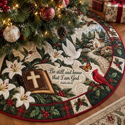 Rooted In Faith Christmas Quilted Tree Skirt