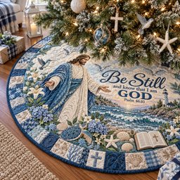 Walk By Faith Christmas Quilted Tree Skirt