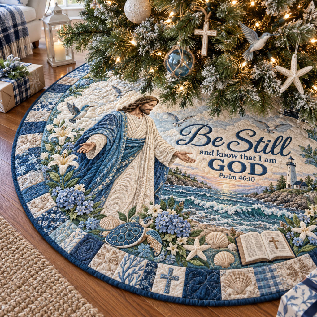 Walk By Faith Christmas Quilted Tree Skirt