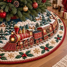 Winter Junction Christmas Quilted Tree Skirt