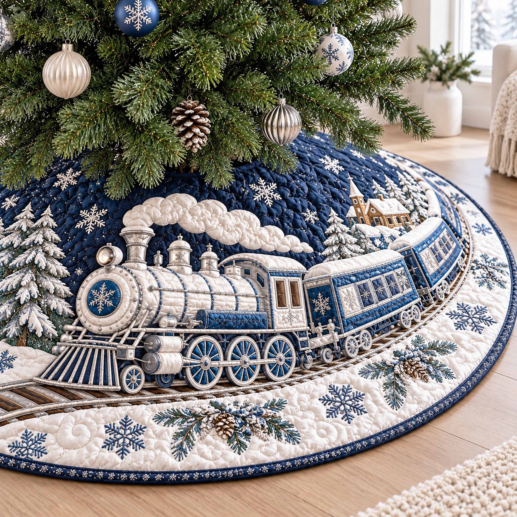 Holiday Express Christmas Quilted Tree Skirt