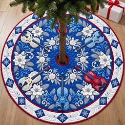 Winter Violin Waltz Quilted Tree Skirt