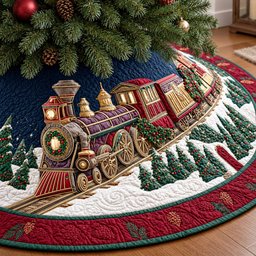Yuletide Station Christmas Quilted Tree Skirt