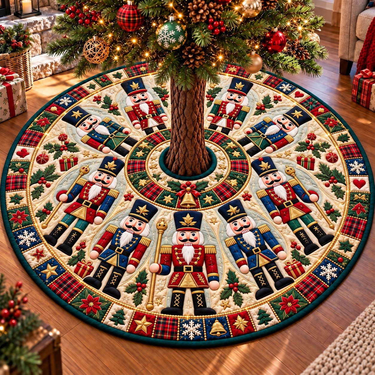 Royal Nutcracker Circle Quilted Tree Skirt