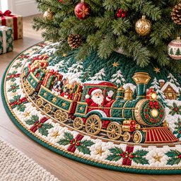 Santa Express Christmas Quilted Tree Skirt
