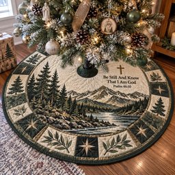 His Amazing Grace Christmas Quilted Tree Skirt
