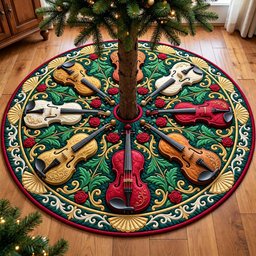 Emerald Violin Symphony Quilted Tree Skirt