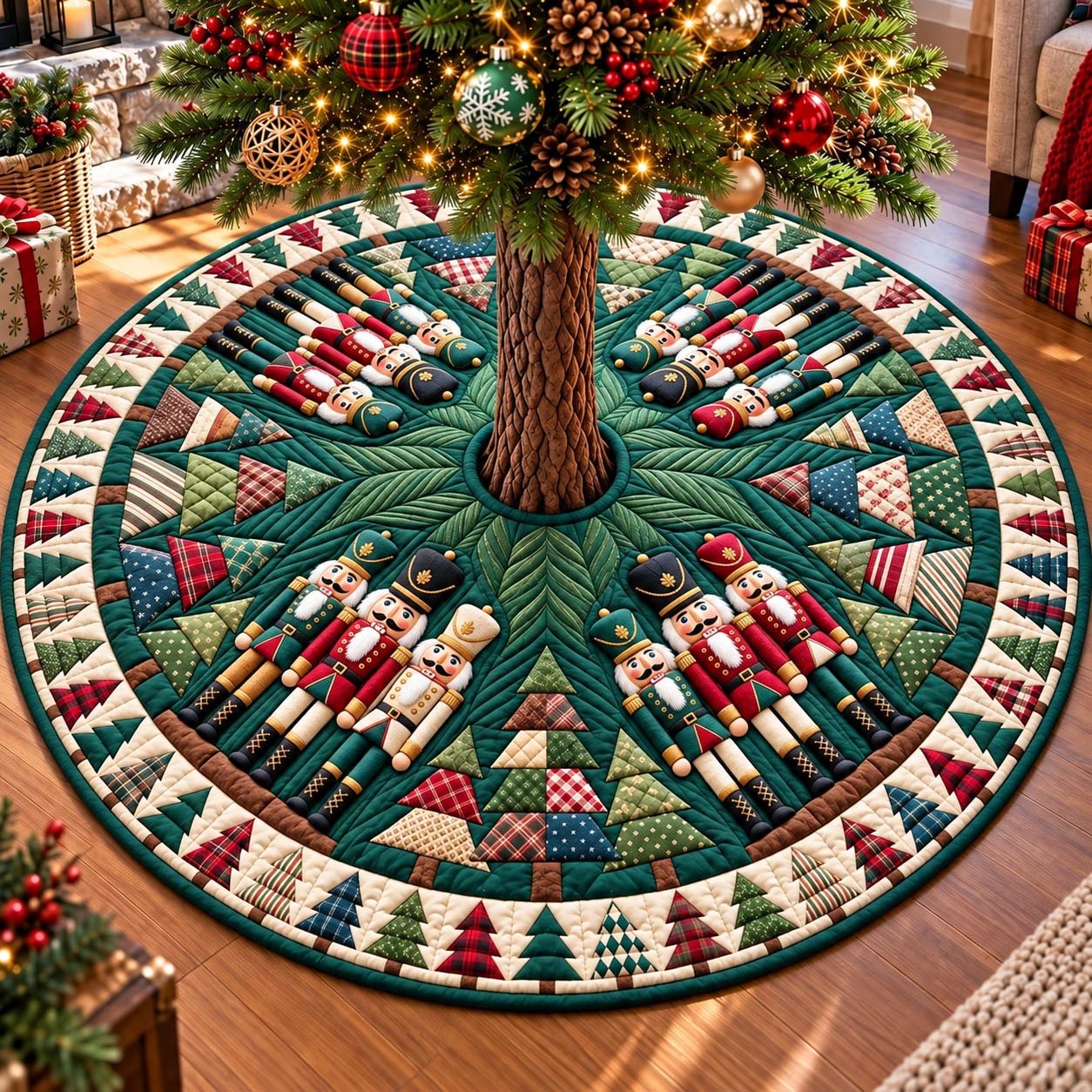 Evergreen Nutcracker Forest Quilted Tree Skirt