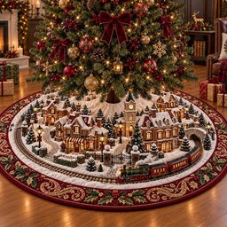 Aurora Village Christmas Quilted Tree Skirt