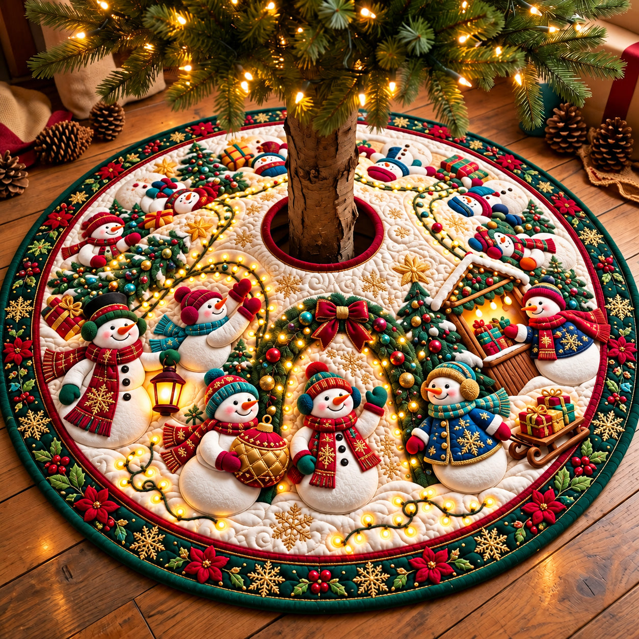 Christmas Light Fesstival Quilted Tree Skirt