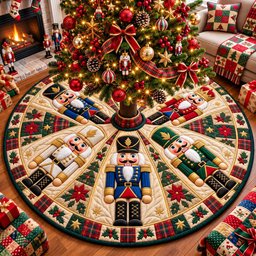 Nutcracker Holiday Guard Quilted Tree Skirt