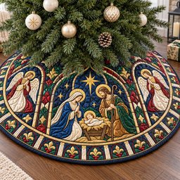 Heavenly Gift Christmas Quilted Tree Skirt