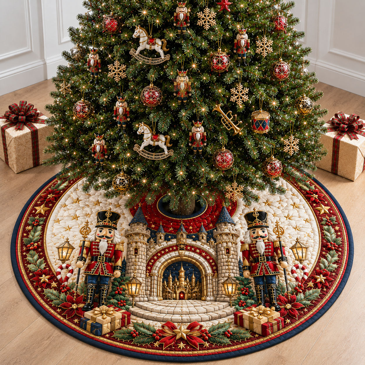 Royal Nutcracker Castle Entrance Quilted Tree Skirt