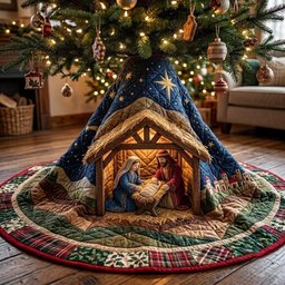 Nativity Scene Quilted Tree Skirt