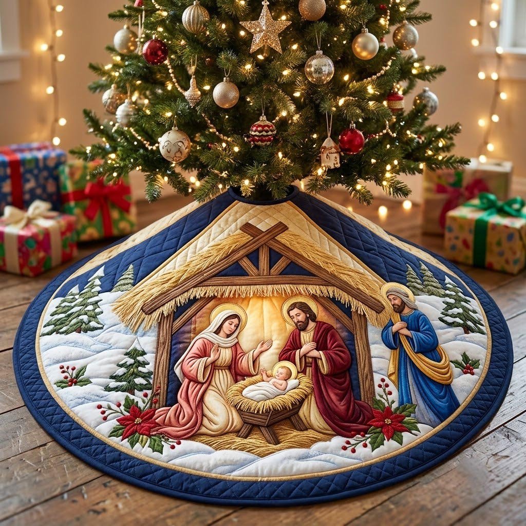 Nativity Scene Quilted Tree Skirt